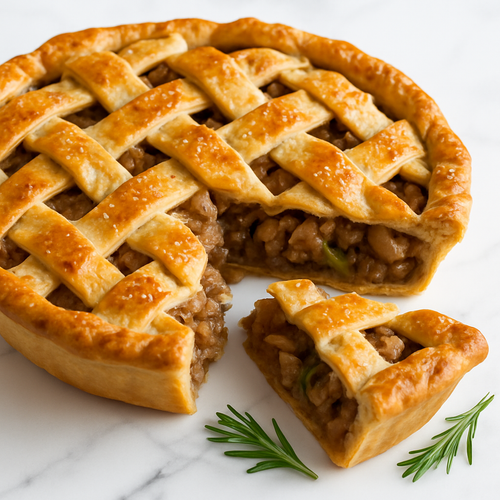 Lamb Pie - Wholesome lamb pie, flaky crust, hearty satisfaction.