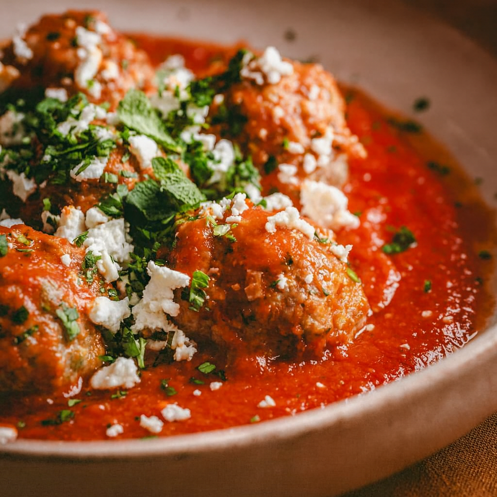Lamb meatballs with Italian tomato sauce - Pork-free lamb meatballs with classic Italian flavor