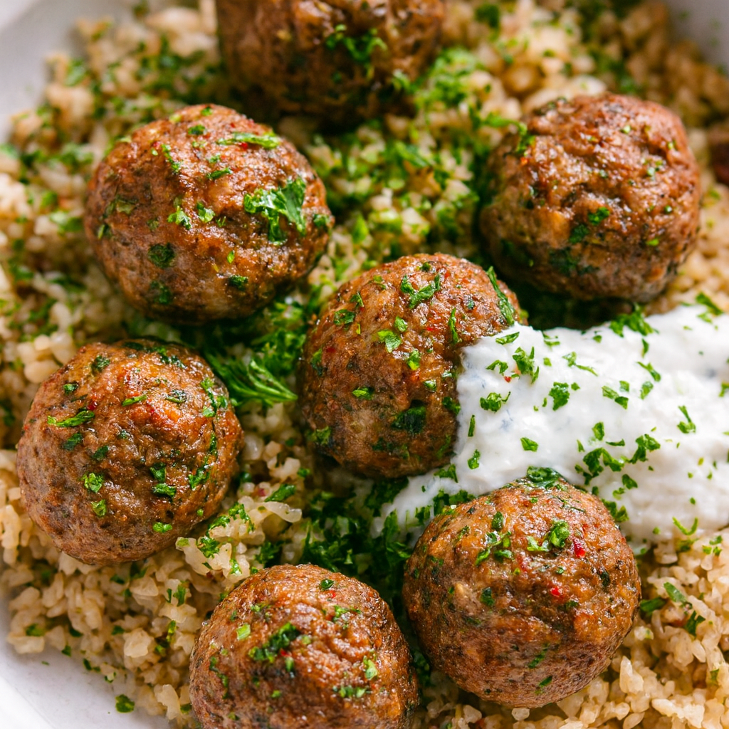 Turkish Lamb Meatballs with yogurt sauce - Authentic — bold spices, cooling yogurt.